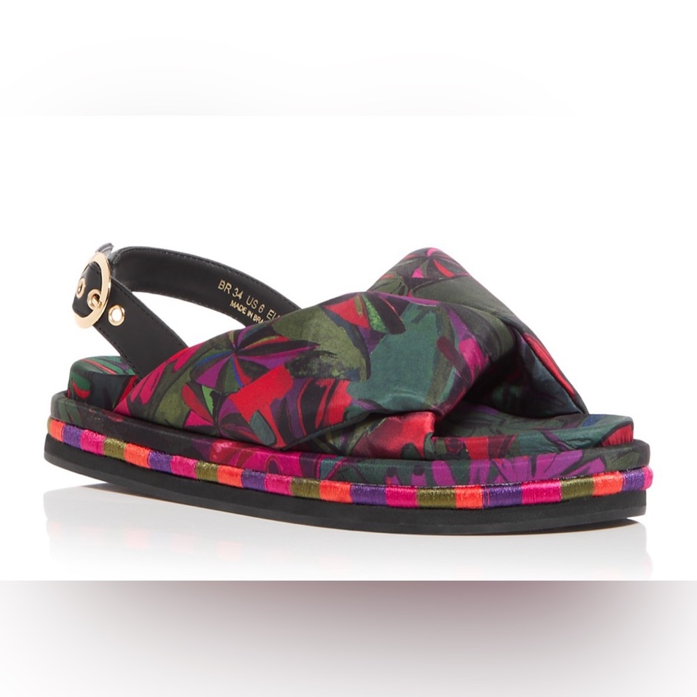 NWT! FARM RIO BANANA LEAVES PUFFY SLING BACK PLATFORM SANDALS